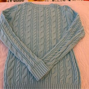Lands' End Light Blue Cable Knit Sweater